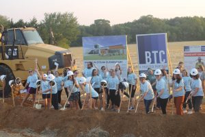 Teachers from the Wilemon STEAM Academy break ground on the new campus, located on Business 287, across the street from Waxahachie High School. (Chris Roark/staff photo)